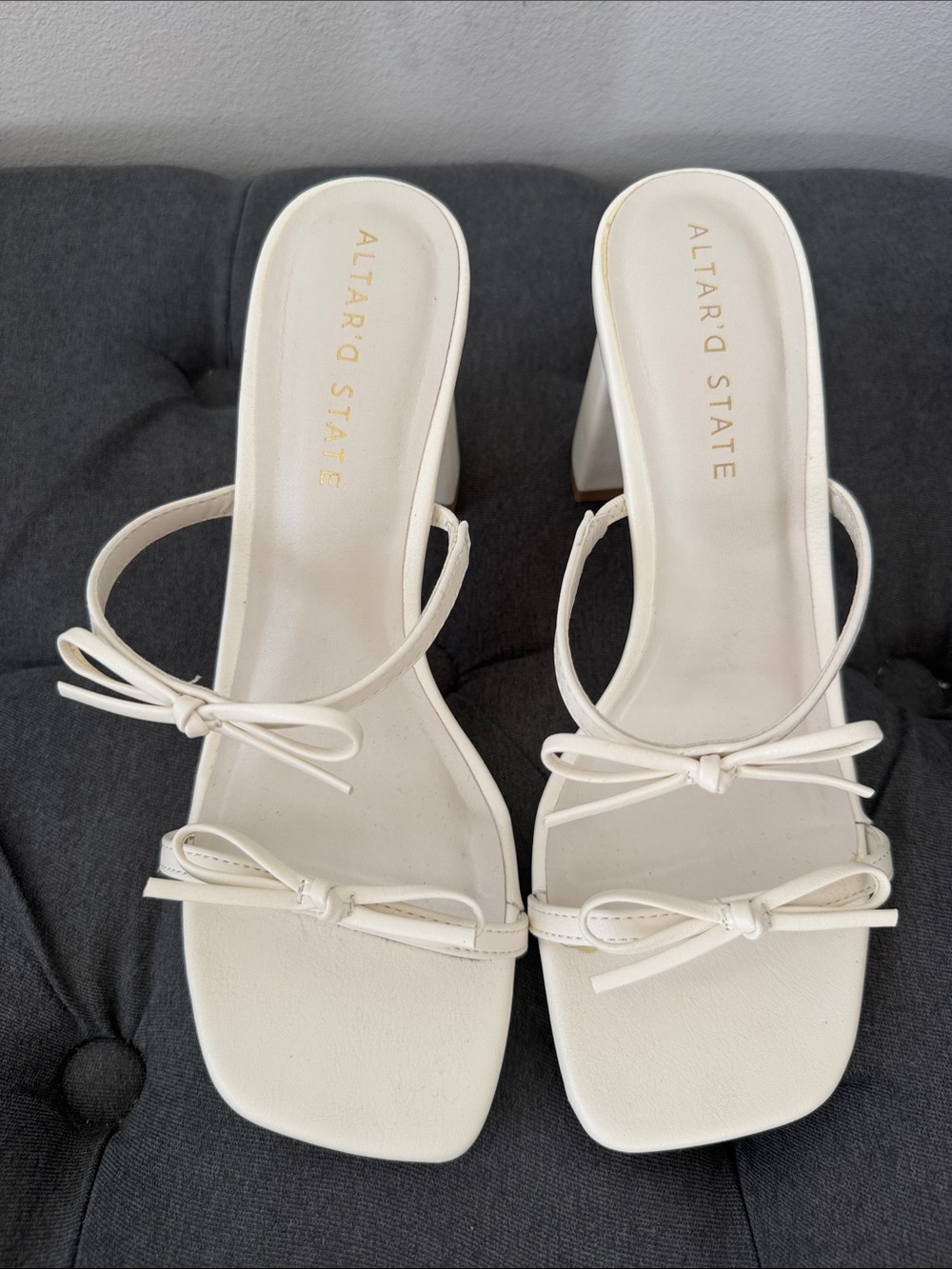 Altar'd State Women's White Bow-Strap Heeled Sandals